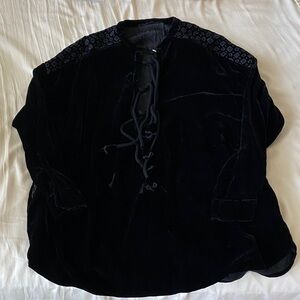Johnny Was Black Velvet Long Sleeve Top